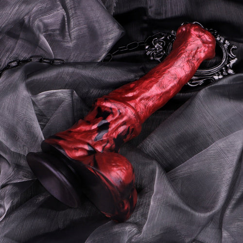 BeastArc Blood Red Horse Dildo – Dual-Density Silicone, 8.27" Insertable, Flared Head | Domlust