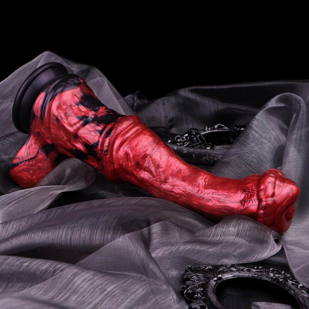 BeastArc Blood Red Horse Dildo – Dual-Density Silicone, 8.27" Insertable, Flared Head | Domlust