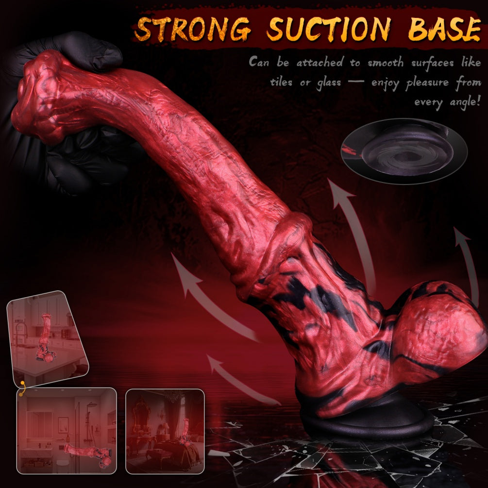 BeastArc Blood Red Horse Dildo – Dual-Density Silicone, 8.27" Insertable, Flared Head | Domlust