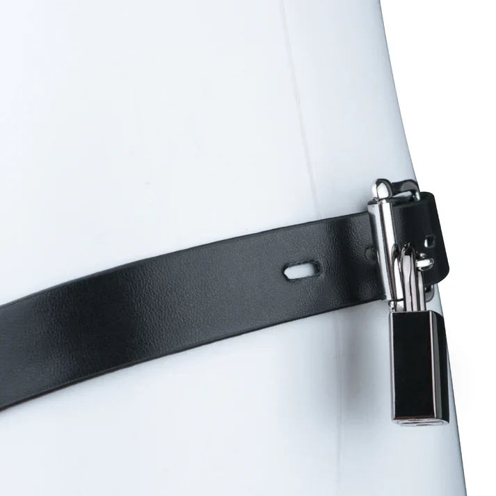 Metal Shell Invisible Chastity Cage with Locking Belt