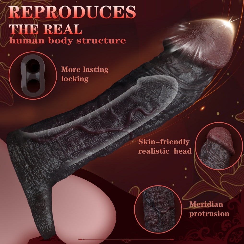 Realistic Liquid Silicone Cock Sleeve for Delay & Size Enhancement – Soft Penis Extender & Sex Toy for Men