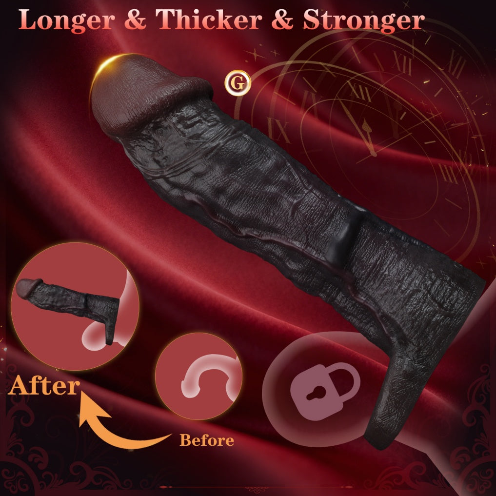 Realistic Liquid Silicone Cock Sleeve for Delay & Size Enhancement – Soft Penis Extender & Sex Toy for Men