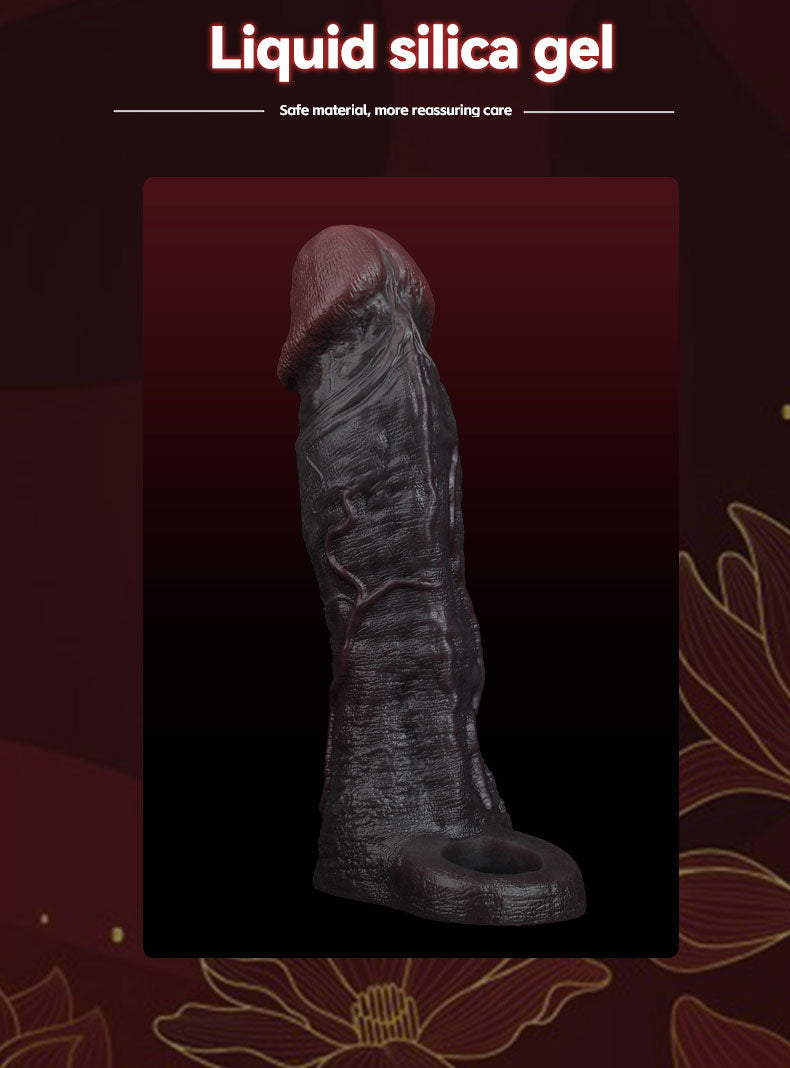 Realistic Liquid Silicone Cock Sleeve for Delay & Size Enhancement – Soft Penis Extender & Sex Toy for Men