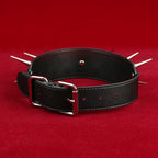 Leather Strap-on Spiked BDSM Collar - Extreme Restraints Training and Dragging Toys
