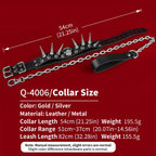 Leather Strap-on Spiked BDSM Collar - Extreme Restraints Training and Dragging Toys