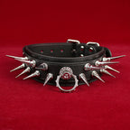 Leather Strap-on Spiked BDSM Collar - Extreme Restraints Training and Dragging Toys