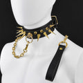 Leather Strap-on Spiked BDSM Collar - Extreme Restraints Training and Dragging Toys