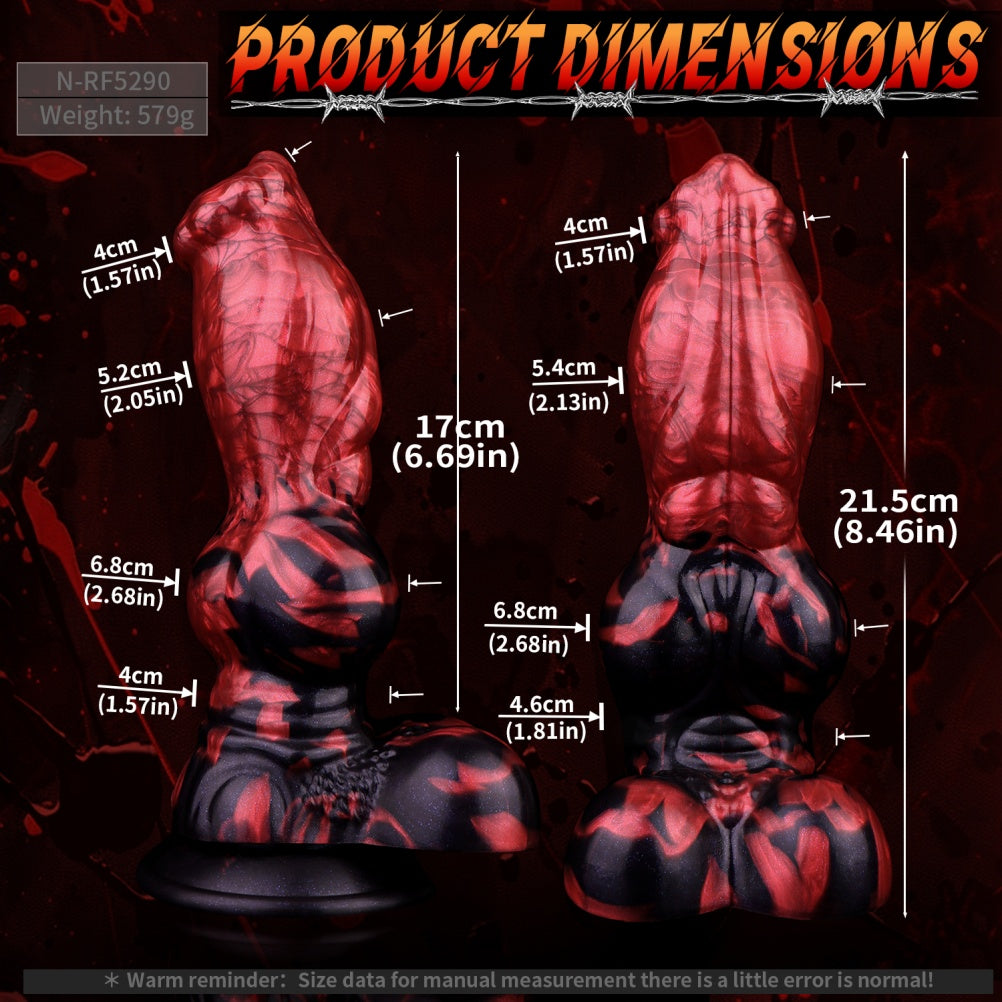 Domlust The Hound – Platinum Silicone Partial Knot Dog Dildo 9.25" Ribbed Shaft Fantasy Suction Cup Sex Toy
