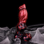Domlust The Hound – Platinum Silicone Partial Knot Dog Dildo 9.25" Ribbed Shaft Fantasy Suction Cup Sex Toy