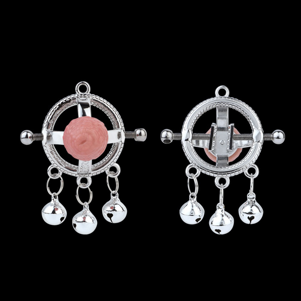 Premium Stainless Steel Nipple Clamps with Bells-Adjustable Screw Nipple Pinchers for Intense Stimulation