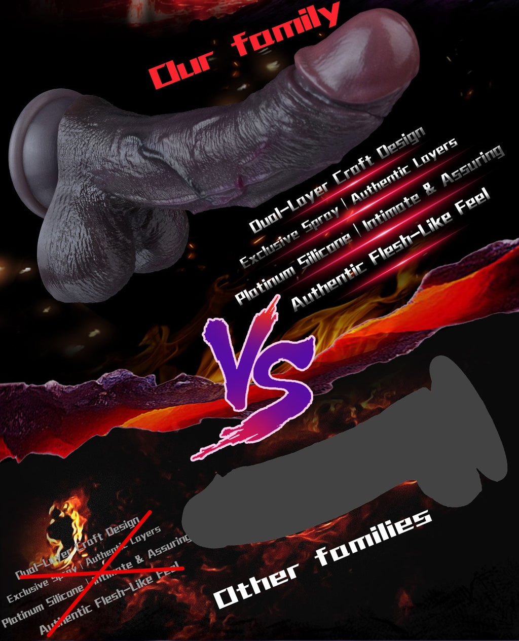 Domlust Black Duke – NobleSculpt Dual-Density Realistic Dildo | Platinum Liquid Silicone | Life-Size Replica | Suction Cup