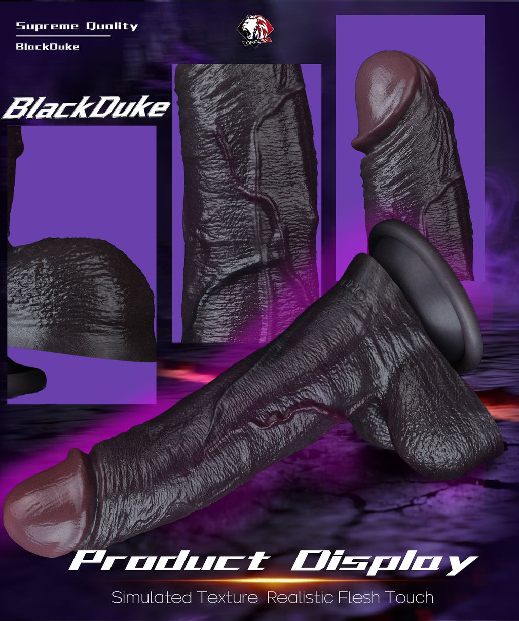 Domlust Black Duke – NobleSculpt Dual-Density Realistic Dildo | Platinum Liquid Silicone | Life-Size Replica | Suction Cup