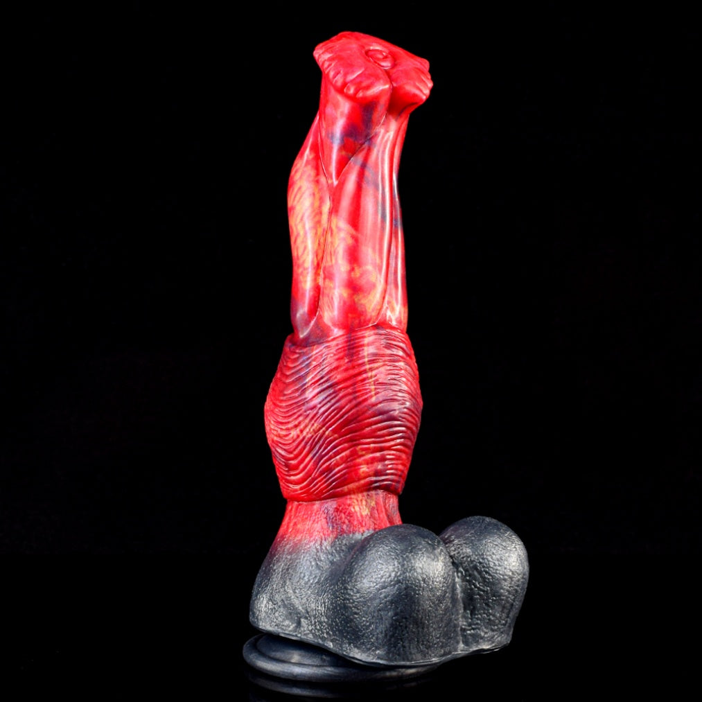 Domlust Fire Dragon Horse Dildo – Premium Platinum Silicone | Equine Knot | Blood Red Marble | Sculpted Base