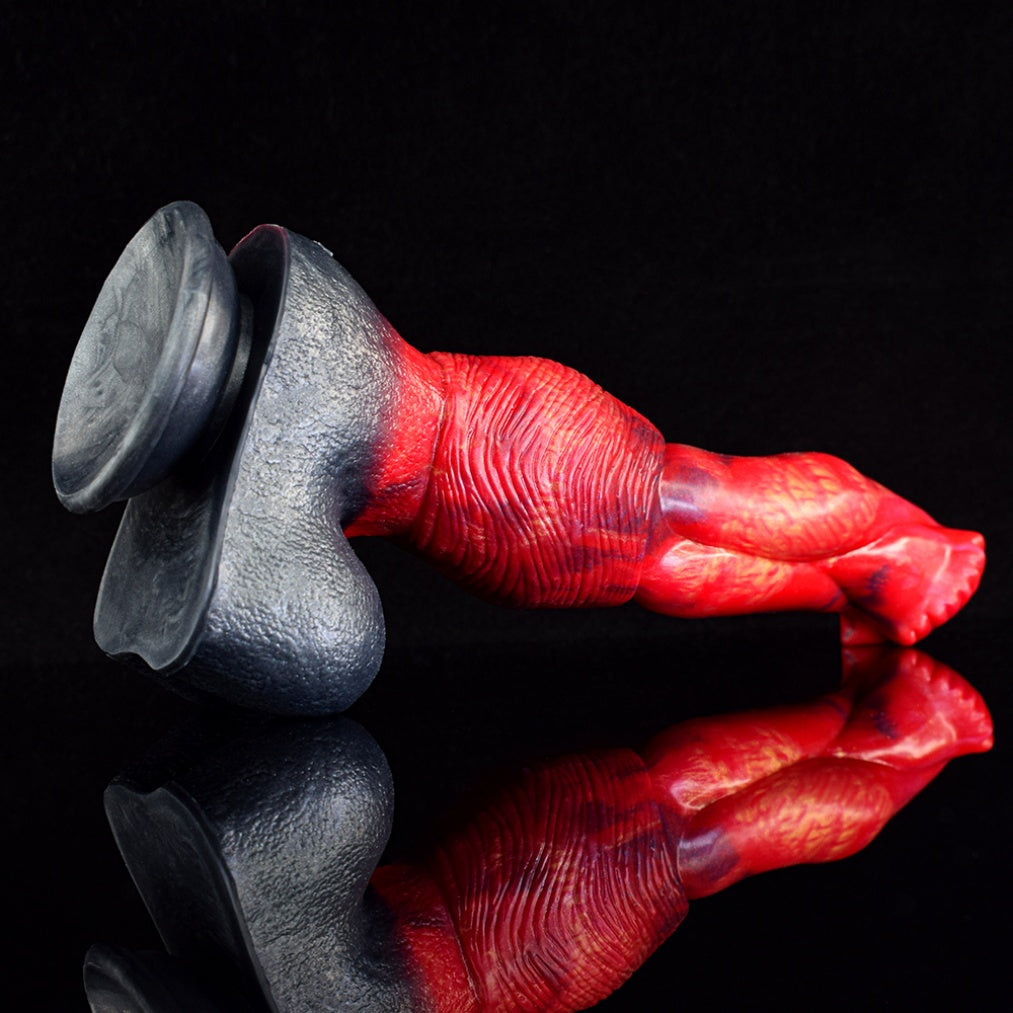 Domlust Fire Dragon Horse Dildo – Premium Platinum Silicone | Equine Knot | Blood Red Marble | Sculpted Base