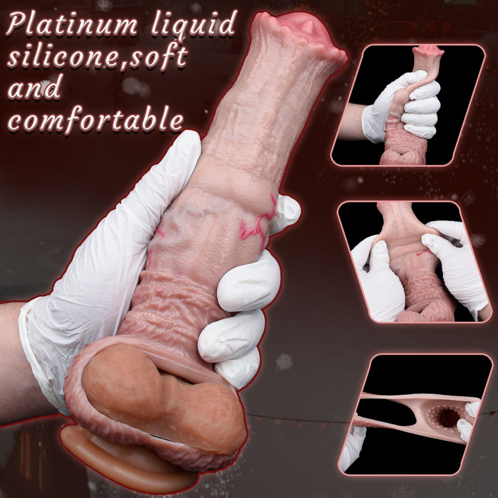 Fantasy Horse Dick Silicone Cock Sleeve – Soft Penis Extender with Secure Ring for Enhanced Play
