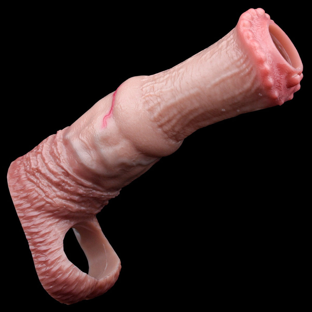 Fantasy Horse Dick Silicone Cock Sleeve – Soft Penis Extender with Secure Ring for Enhanced Play