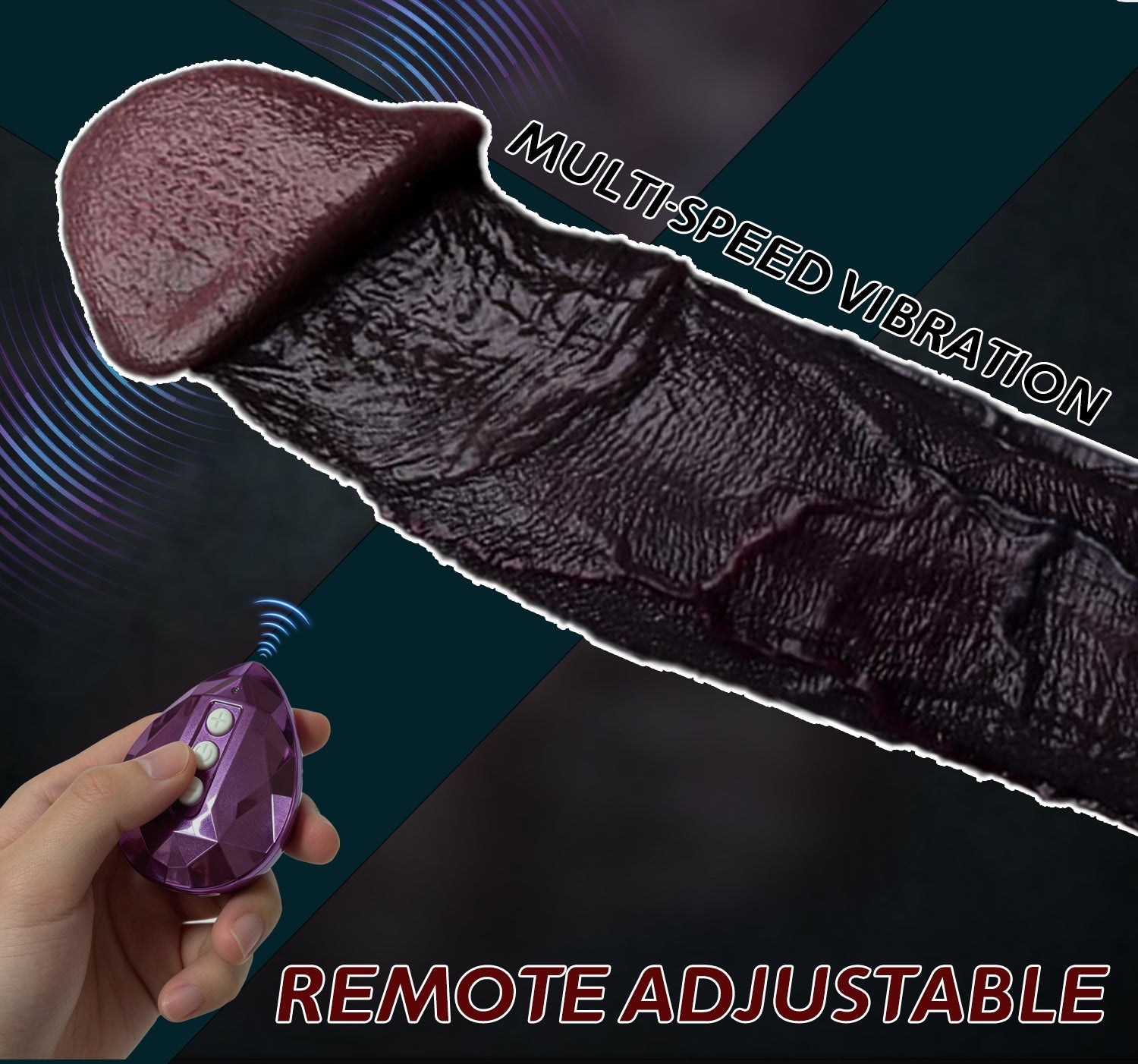 Midnight Rush BBC Silicone Penis Sleeve | Vibrating Cock Extender with G-Spot Remote | Couples Sex Toy