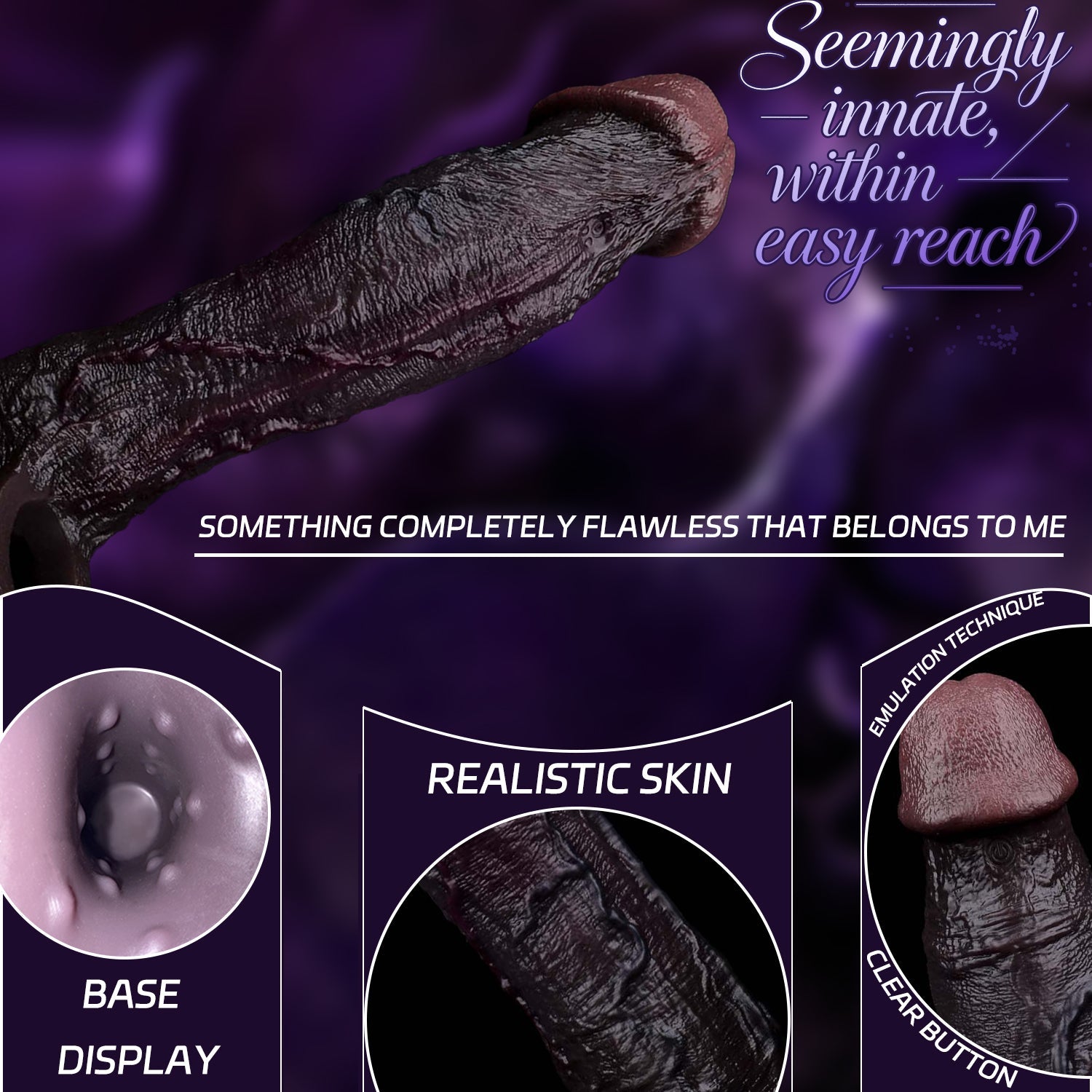 Midnight Rush BBC Silicone Penis Sleeve | Vibrating Cock Extender with G-Spot Remote | Couples Sex Toy