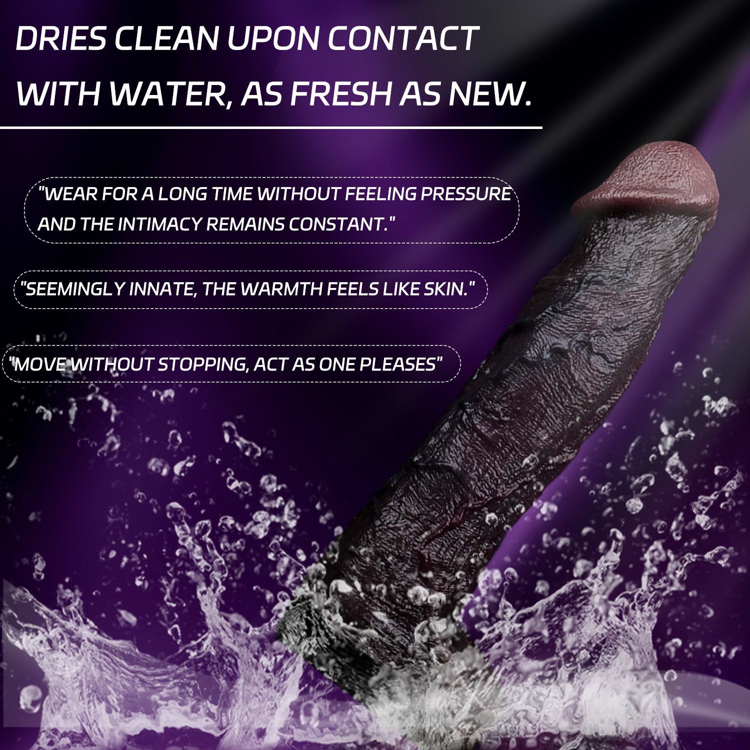 Midnight Rush BBC Silicone Penis Sleeve | Vibrating Cock Extender with G-Spot Remote | Couples Sex Toy