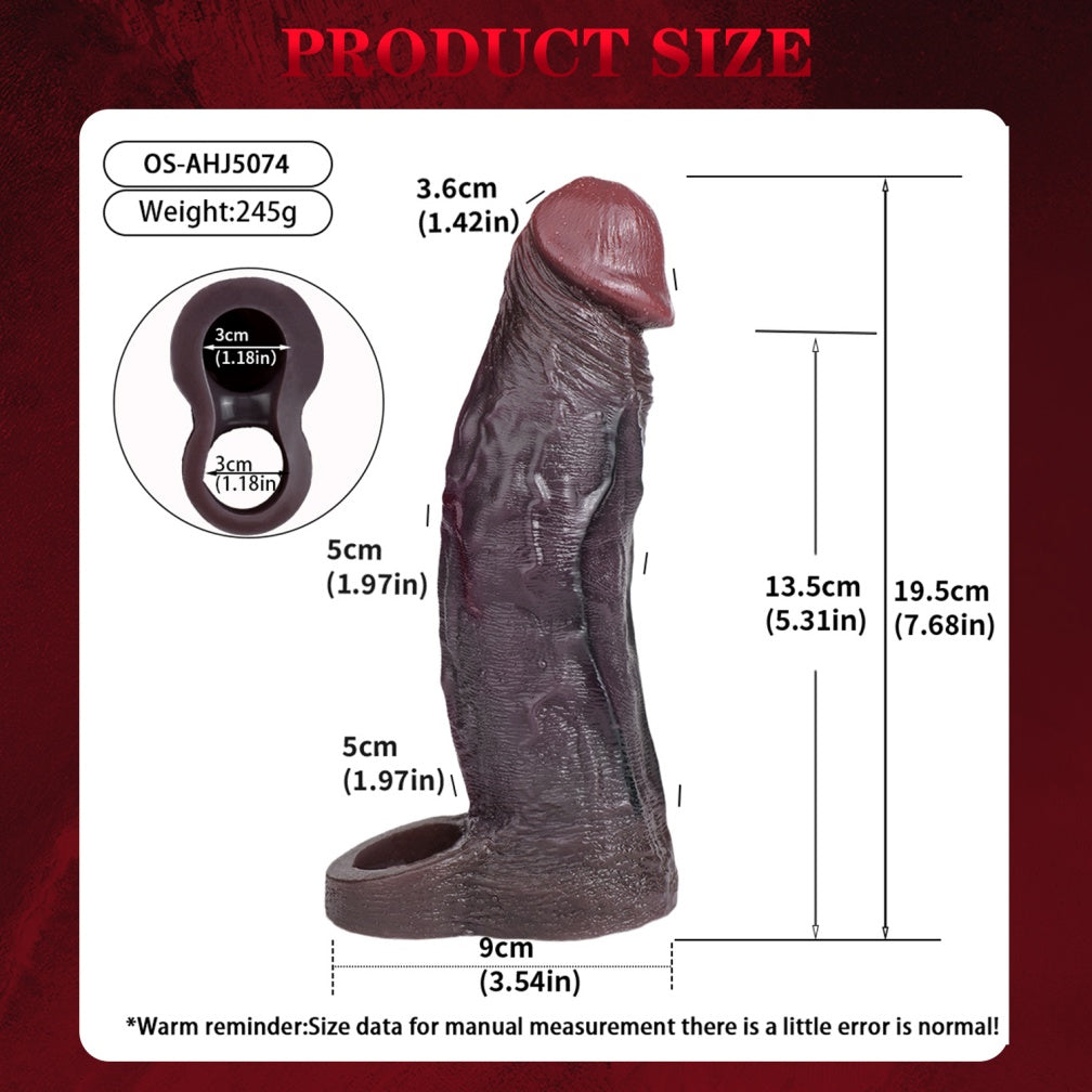 Realistic Full-Wrap Silicone Penis Sleeve & Extender - Solution for Girth, Length, and Endurance