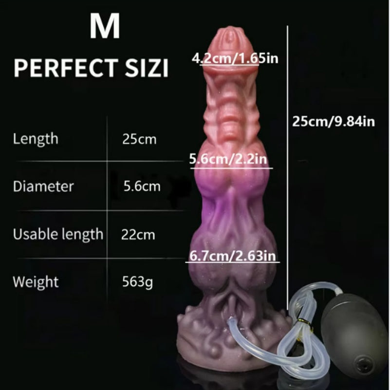 Squirting Fantasy Silicone Dragon Dildo – Vaginal Masturbation Tool with Swelling Texture and Fake Cum Injection