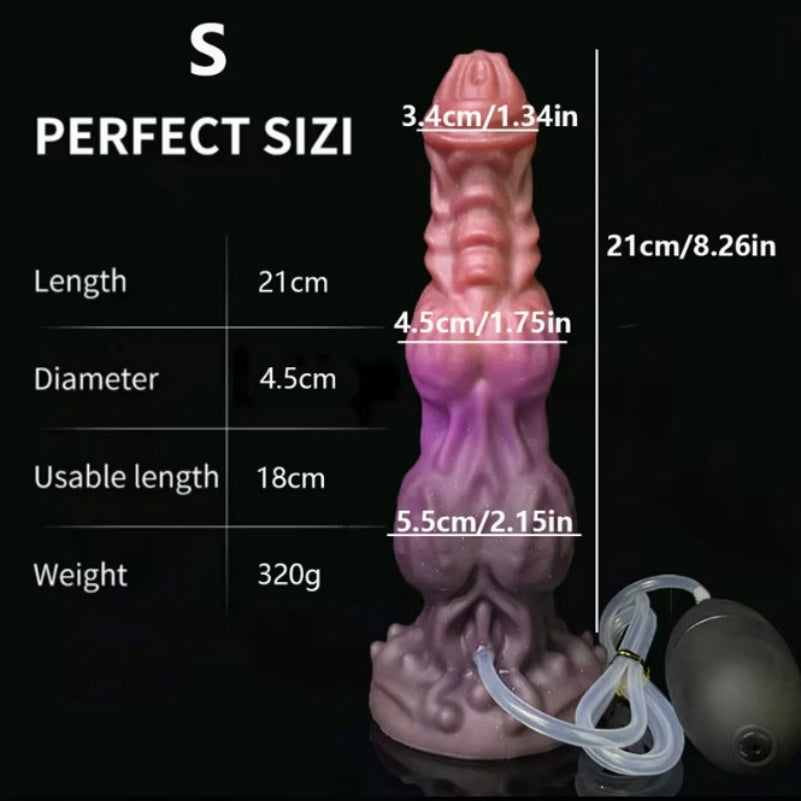 Squirting Fantasy Silicone Dragon Dildo – Vaginal Masturbation Tool with Swelling Texture and Fake Cum Injection