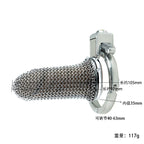 Lightweight Full-Metal Chastity Cage – Chainmail Front, Alloy Ring, Built-in Lock，40–63mm Ring
