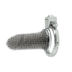 Lightweight Full-Metal Chastity Cage – Chainmail Front, Alloy Ring, Built-in Lock，40–63mm Ring