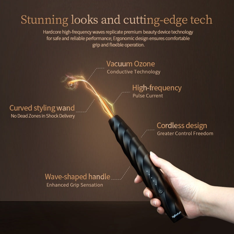 Roomfun Electric Shock Prostate Massager – 5-Level E-Stim Wand with 4 Interchangeable Heads
