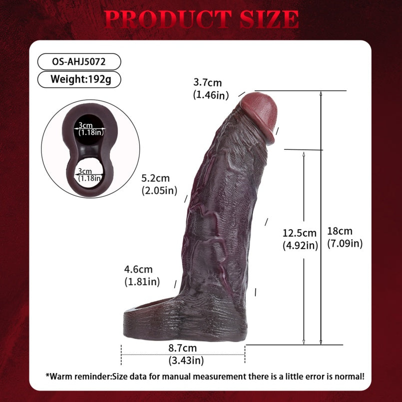 Black Duke" Realistic Silicone Penis Sleeve-Girth, Extension, and Ejaculation Control