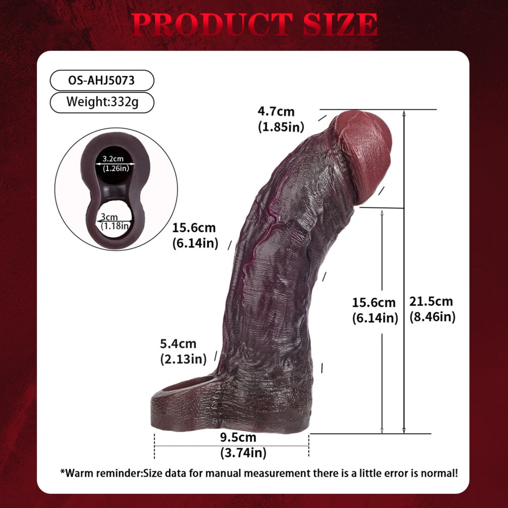 General Realistic Black Silicone Penis Extender Sleeve – Premium Girth & Length Enhancer Sex Toys for Man