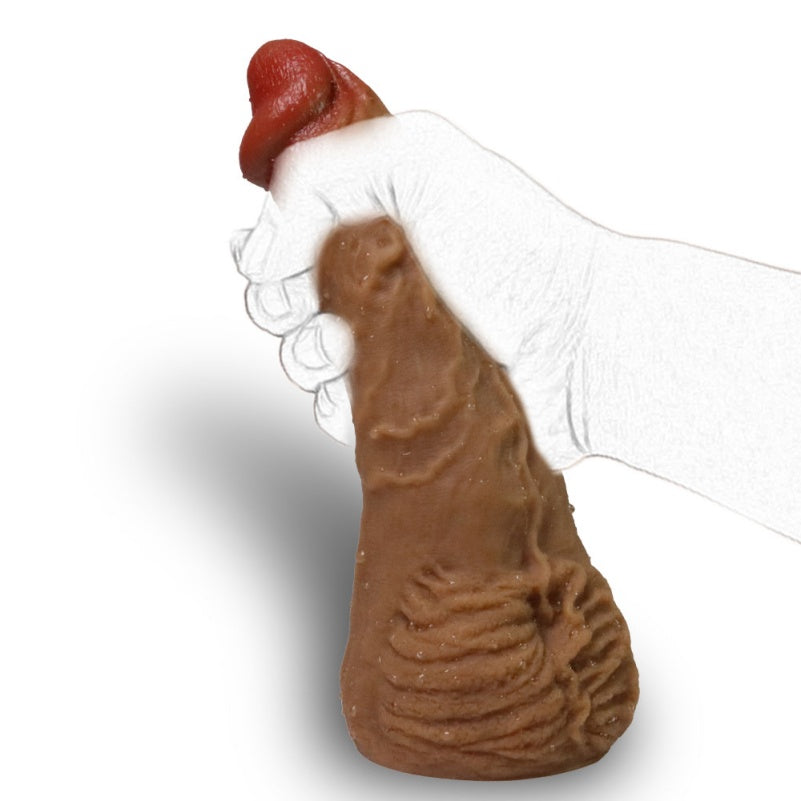 Domlust Alpha — Realistic Brown Silicone Dildo & Anal Plug | 9-Inch Riding Toy with Testicle Suction Base
