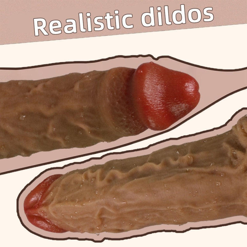 Domlust Alpha — Realistic Brown Silicone Dildo & Anal Plug | 9-Inch Riding Toy with Testicle Suction Base