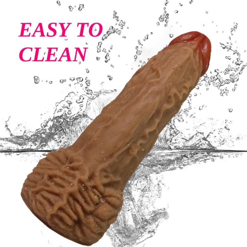 Domlust Alpha — Realistic Brown Silicone Dildo & Anal Plug | 9-Inch Riding Toy with Testicle Suction Base