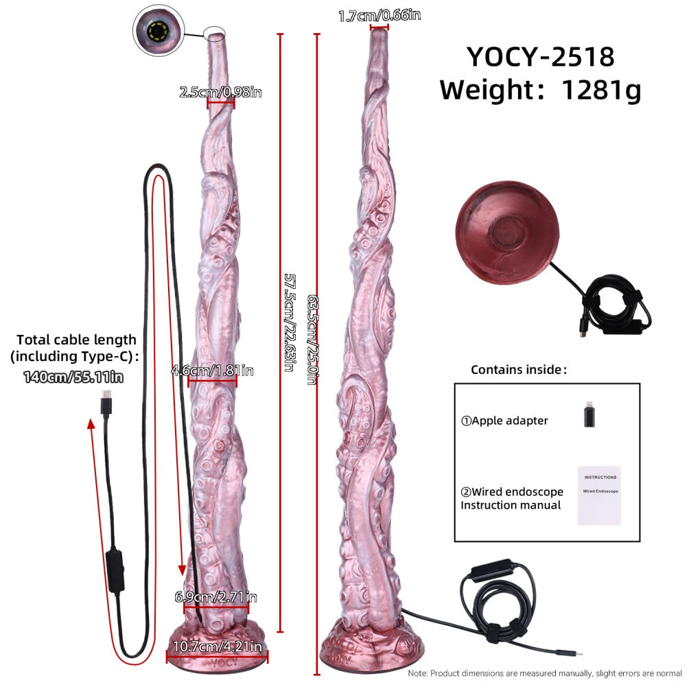 Extra Long 25 Inch Tentacle Dildo with Camera – Advanced Silicone Aliendildo for Deep Exploration