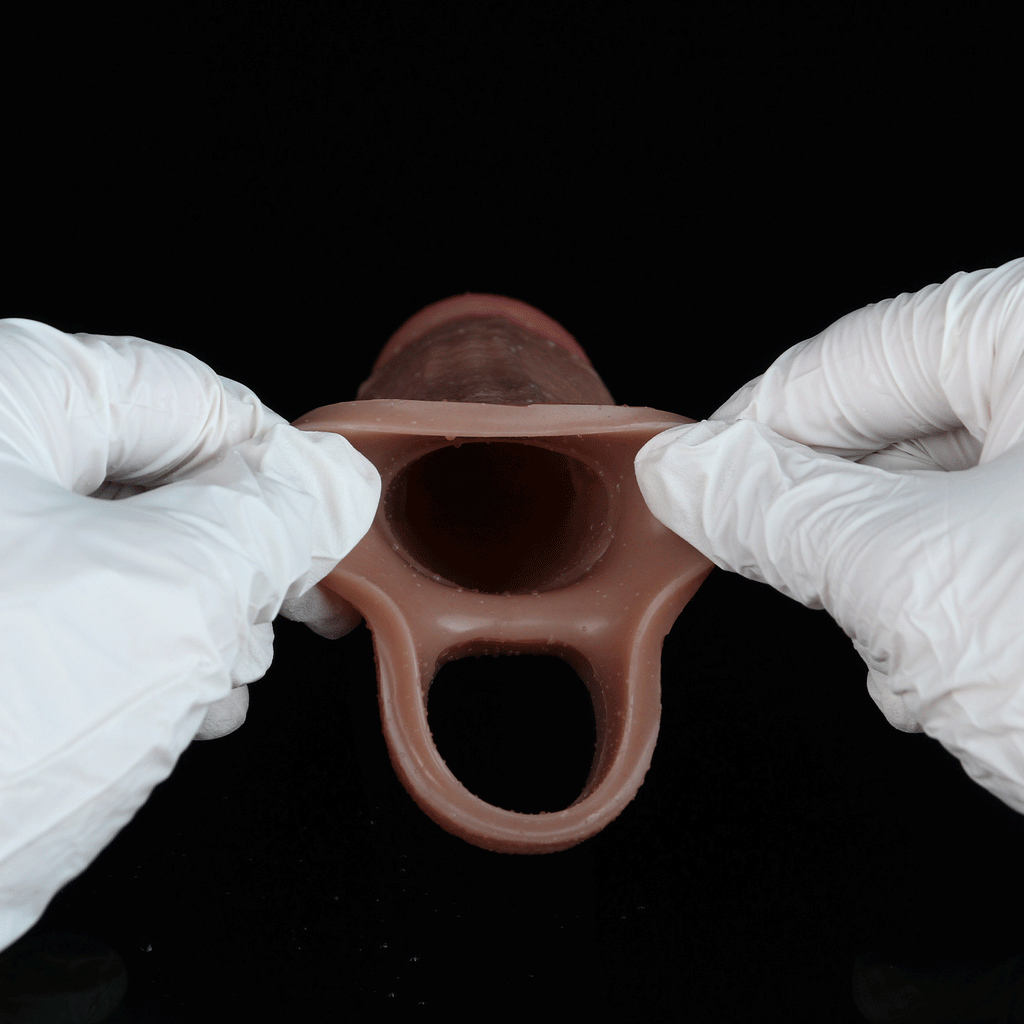 Fleshy Silicone Realistic Wearable Cock Sleeve-Enhance Erection and Delay Ejaculation Sex Toys