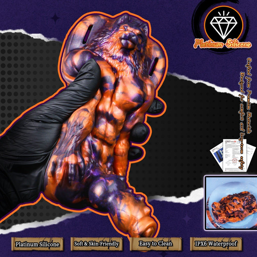 Dark Flame Wolf Lord Fantasy Beast Grinder – Platinum Silicone Vibrating Sex Grinding Toy