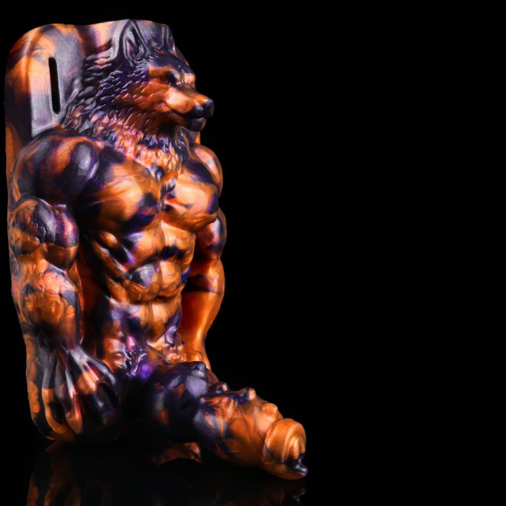 Dark Flame Wolf Lord Fantasy Beast Grinder – Platinum Silicone Vibrating Sex Grinding Toy