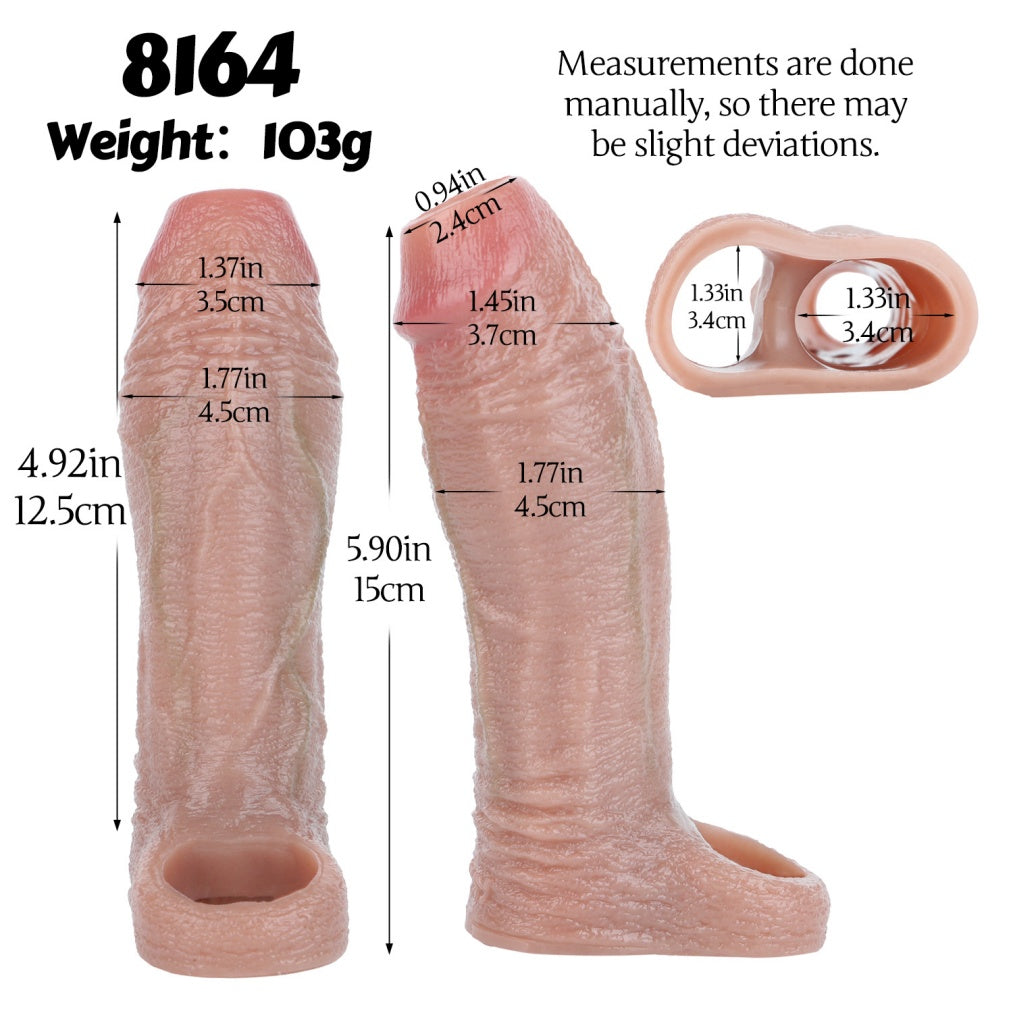 Fleshy Silicone Realistic Wearable Cock Sleeve-Enhance Erection and Delay Ejaculation Sex Toys