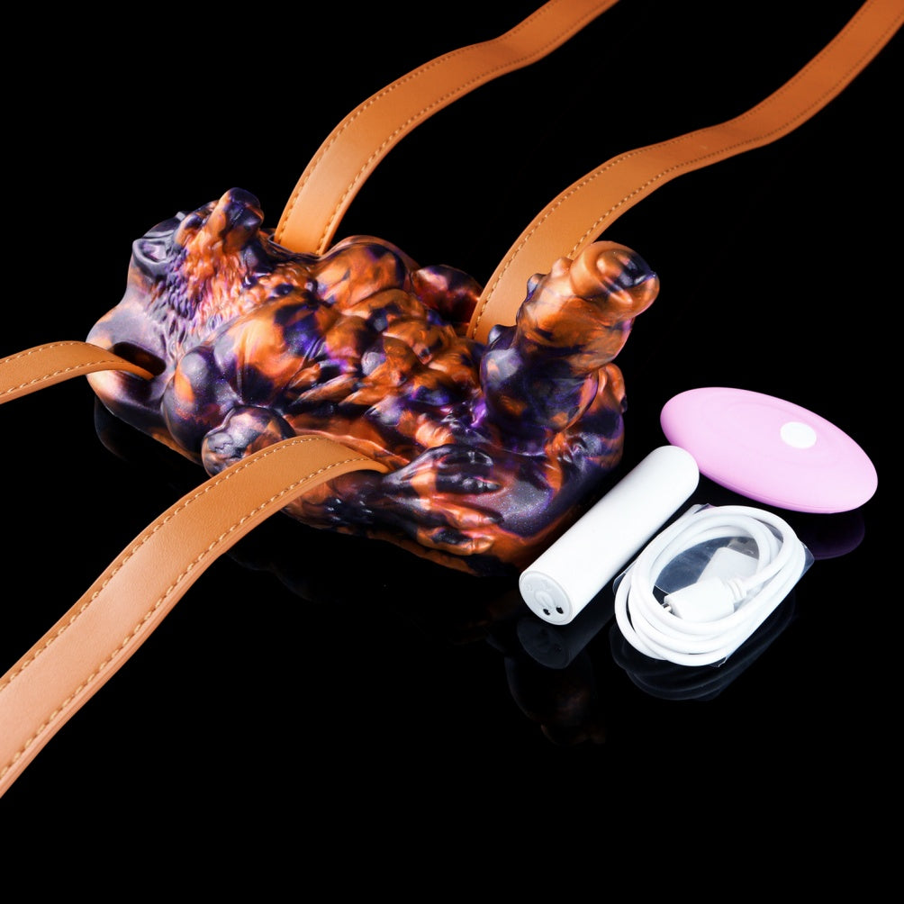 Dark Flame Wolf Lord Fantasy Beast Grinder – Platinum Silicone Vibrating Sex Grinding Toy
