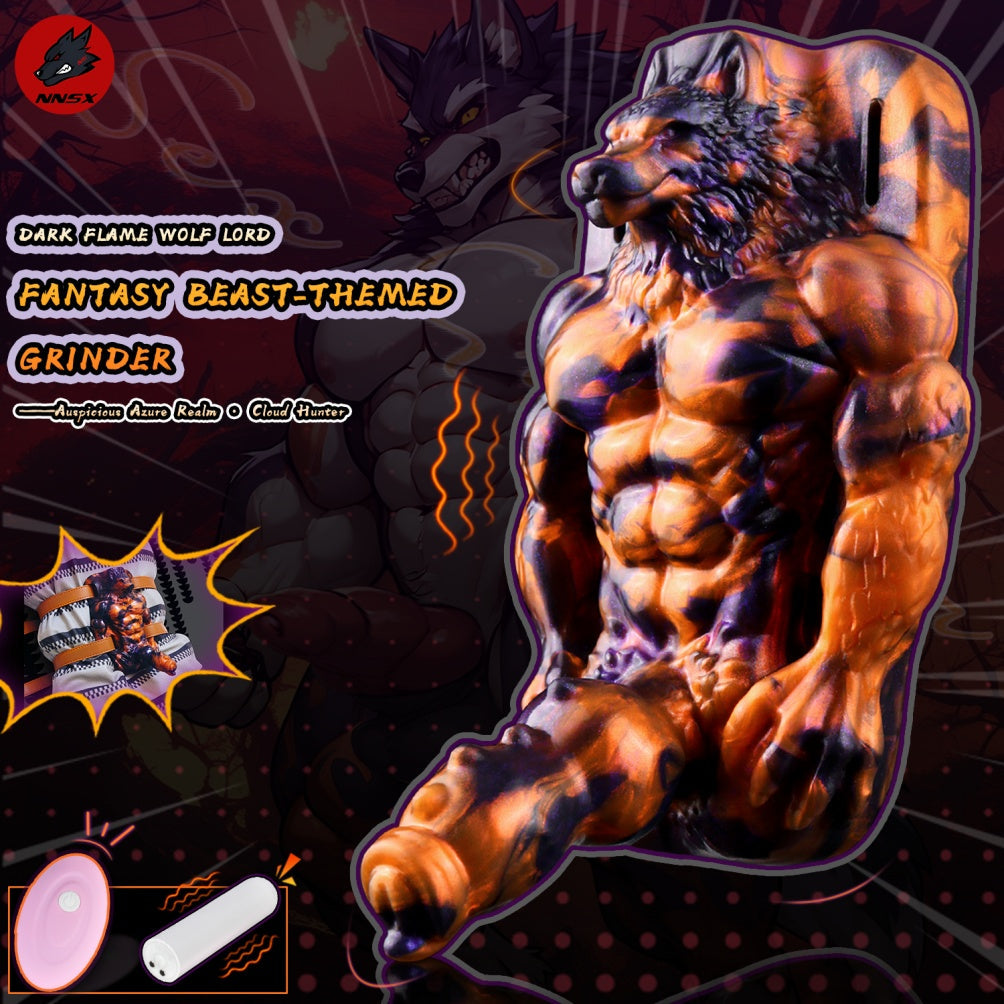 Dark Flame Wolf Lord Fantasy Beast Grinder – Platinum Silicone Vibrating Sex Grinding Toy