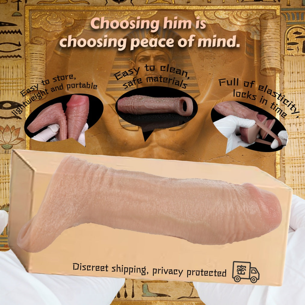 Fleshy Silicone Realistic Wearable Cock Sleeve-Enhance Erection and Delay Ejaculation Sex Toys