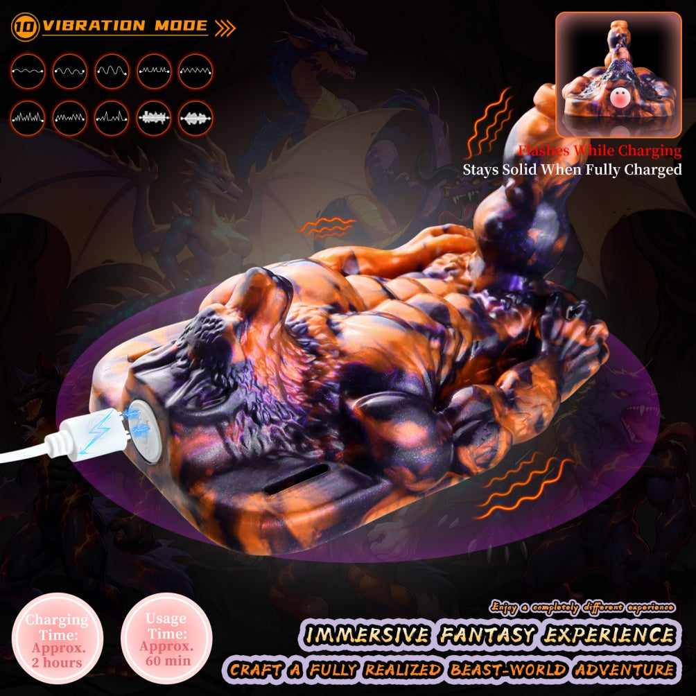 Dark Flame Wolf Lord Fantasy Beast Grinder – Platinum Silicone Vibrating Sex Grinding Toy