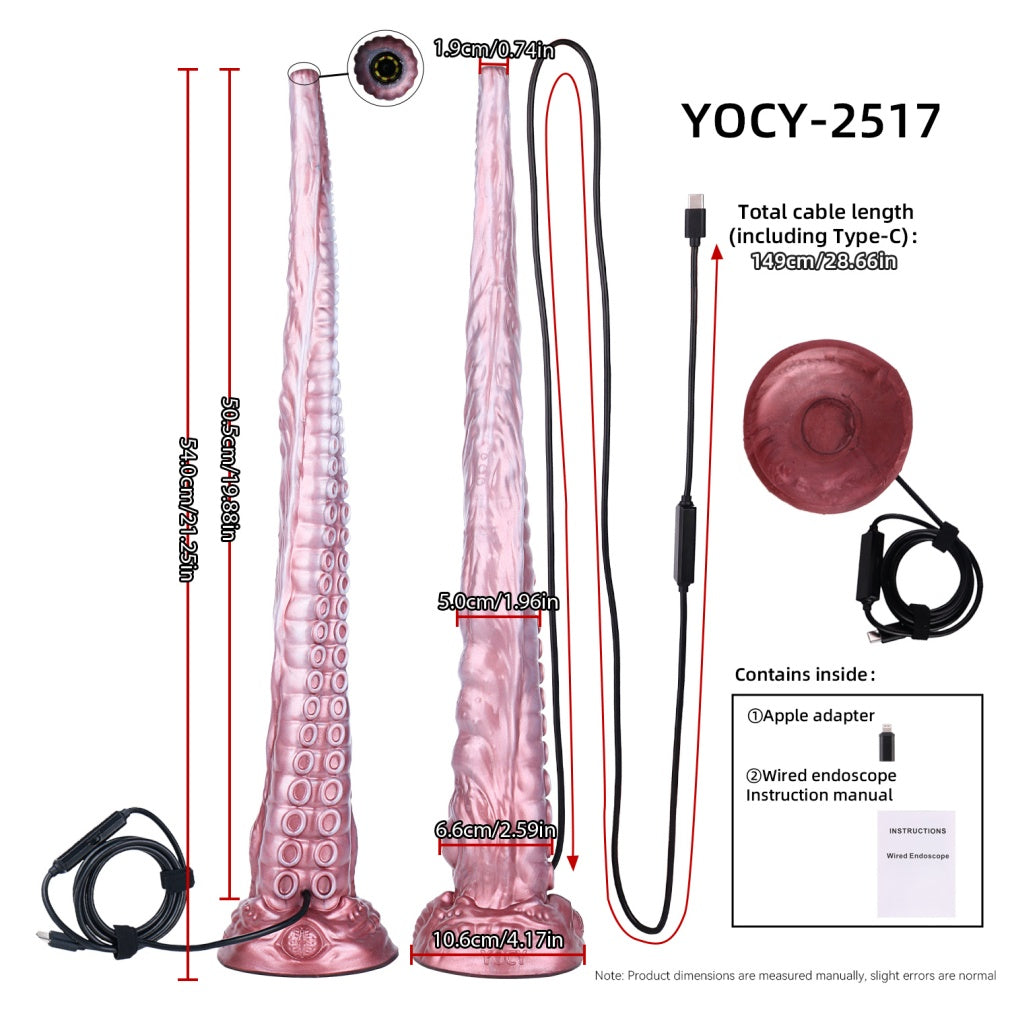 21 Inch Tentacle Dildo with Endoscope Camera - Extra Long Silicone Alien Toy for Deep G-Spot Exploration