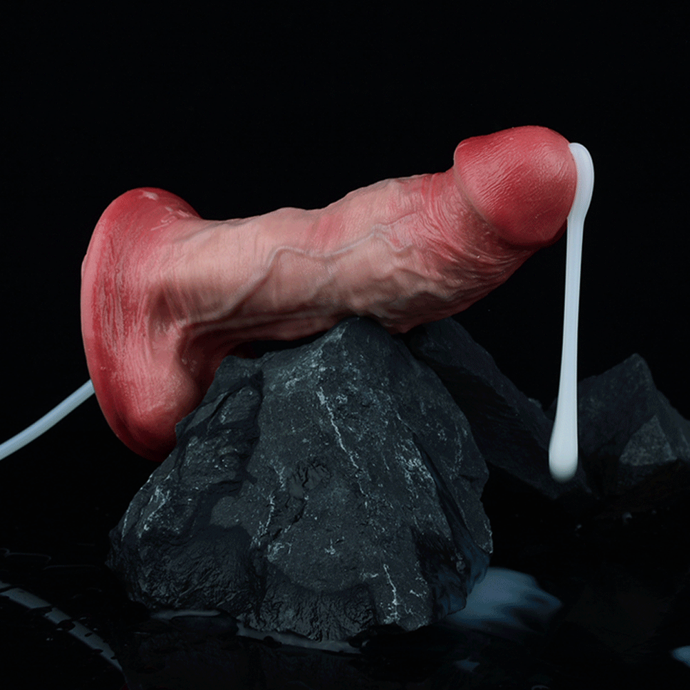 Domlust Realistic Flesh Squirting Dildo – Platinum Silicone 8.54" Lifelike Vein Texture Ejaculation Suction Cup Sex Toy