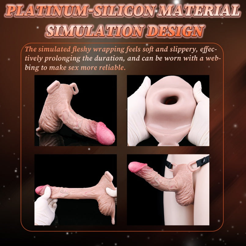 Realistic Silicone Wearable Cock Sleeve Pants – Strap-on Harness 8 inch Penis Extender