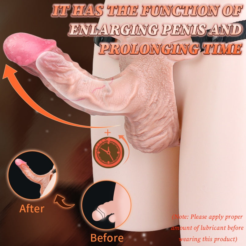 Realistic Silicone Wearable Cock Sleeve Pants – Strap-on Harness 8 inch Penis Extender