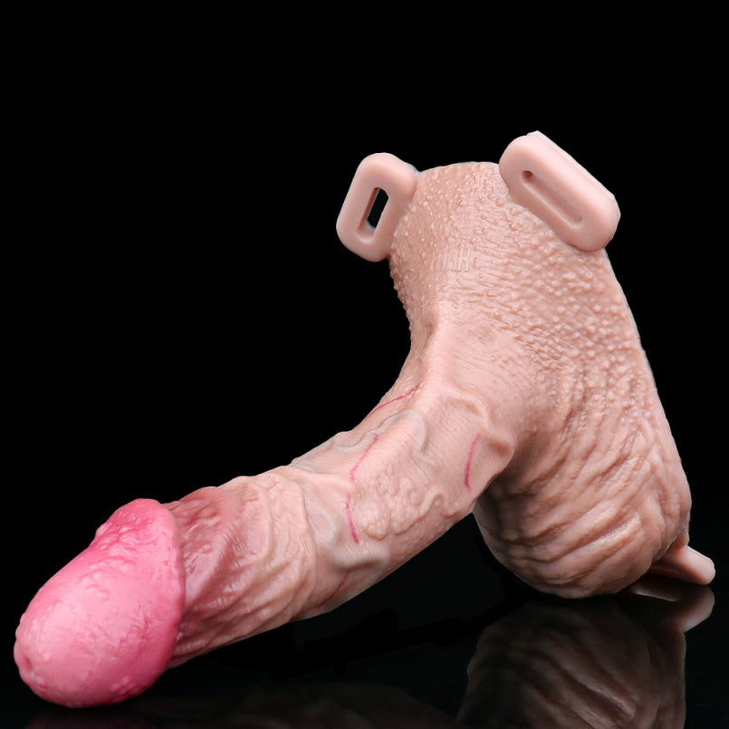 Realistic Silicone Wearable Cock Sleeve Pants – Strap-on Harness 8 inch Penis Extender