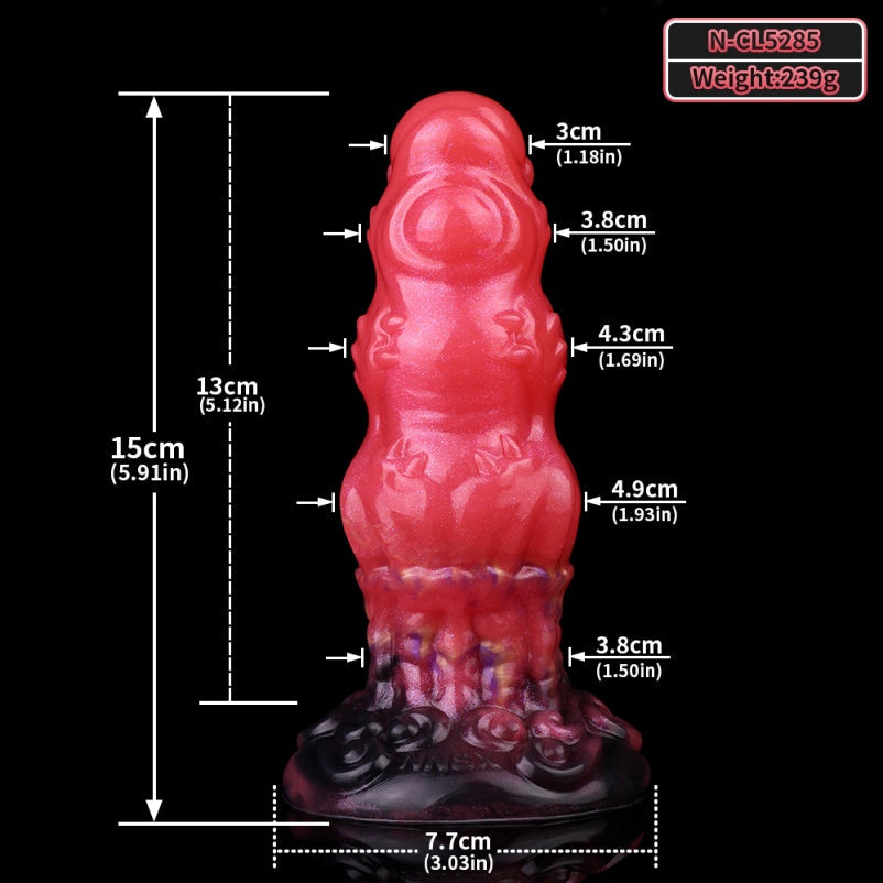 Black-to-Red Dragon Butt Plug – 5-Stage Diameter | Platinum Silicone | Fantasy Anal Stretch