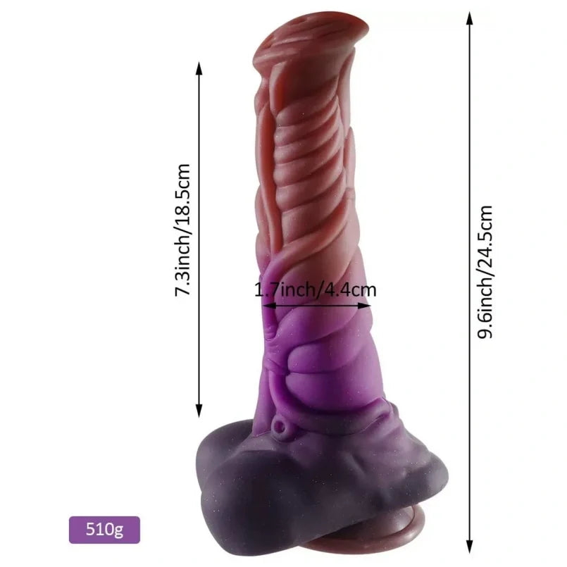 Horse Dildo with Suction Cup | Curved Purple Platinum Silicone G-Spot & Anal Butt Plug by Domlust